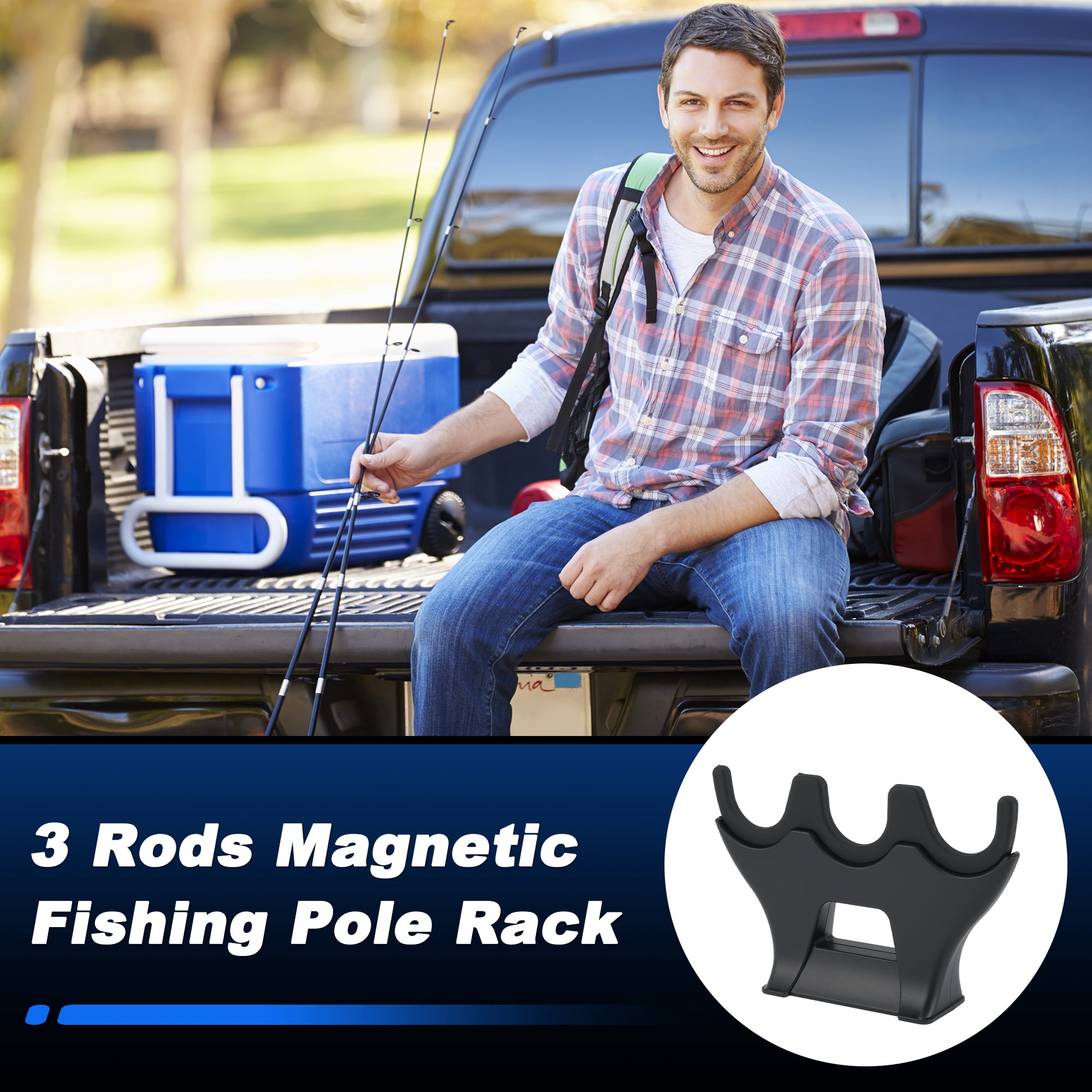 Unique Bargains Magnetic Fishing Rod Holder for Car Black 3 Rods 1 Pcs