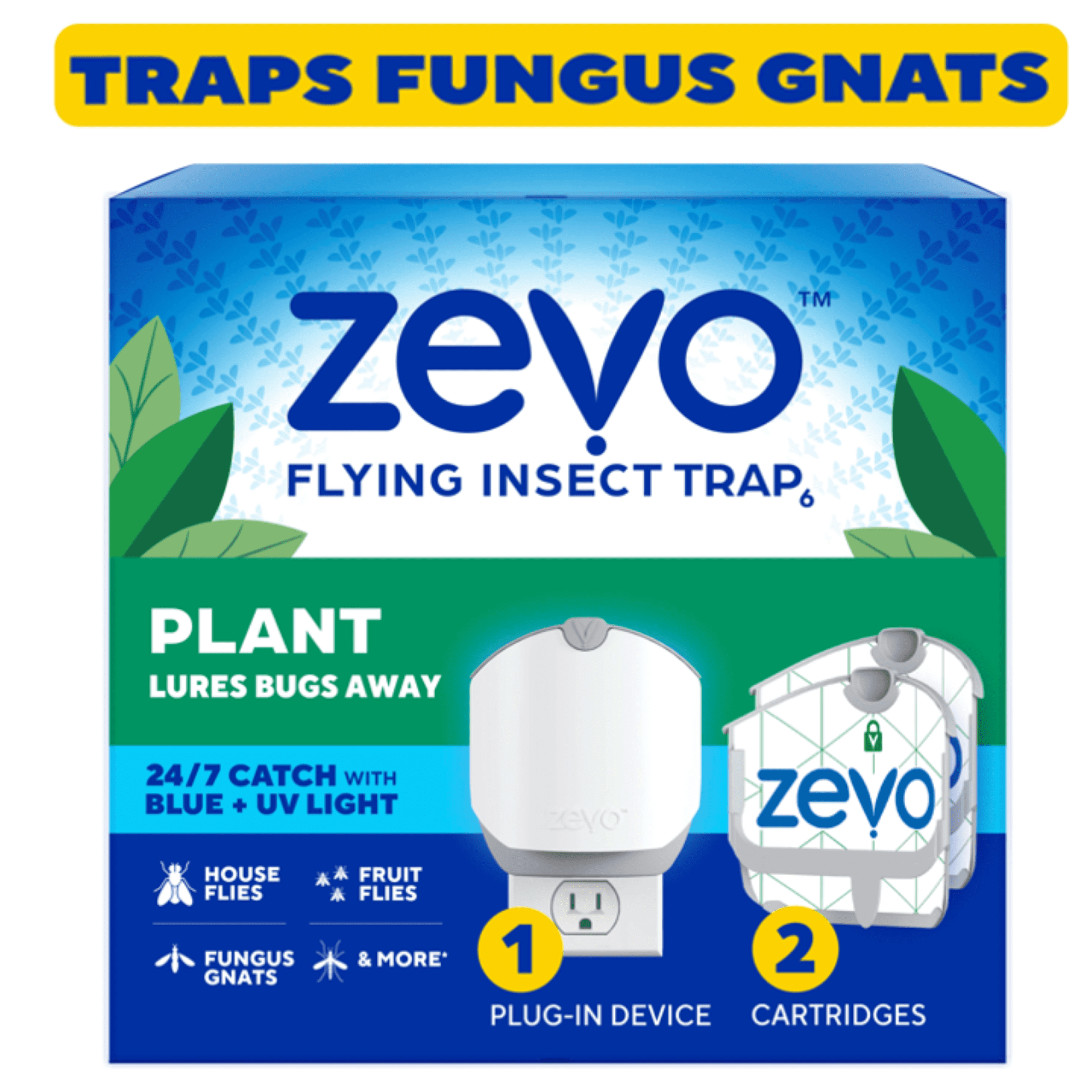 Zevo Plant Flying Insect Trap Bundle - 1 Plug In Device & 5 Refill