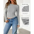 thumbnail image 4 of FreshPretty Womens Long Sleeve Tops Fall Fashion Ribbed Slim Fit Y2K Boat Neck T Shirts Casual Going Out Workout Outfits, 4 of 9