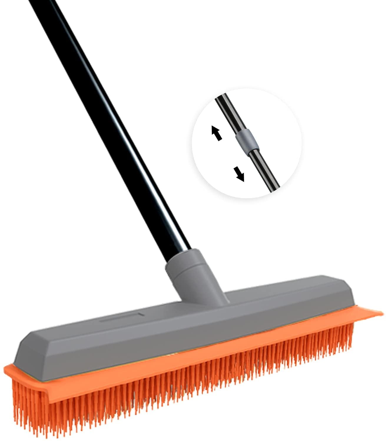 Rubber Push Handle Broom for Hardwood Floor,Carpet Rake Pet Hair Remover Broom