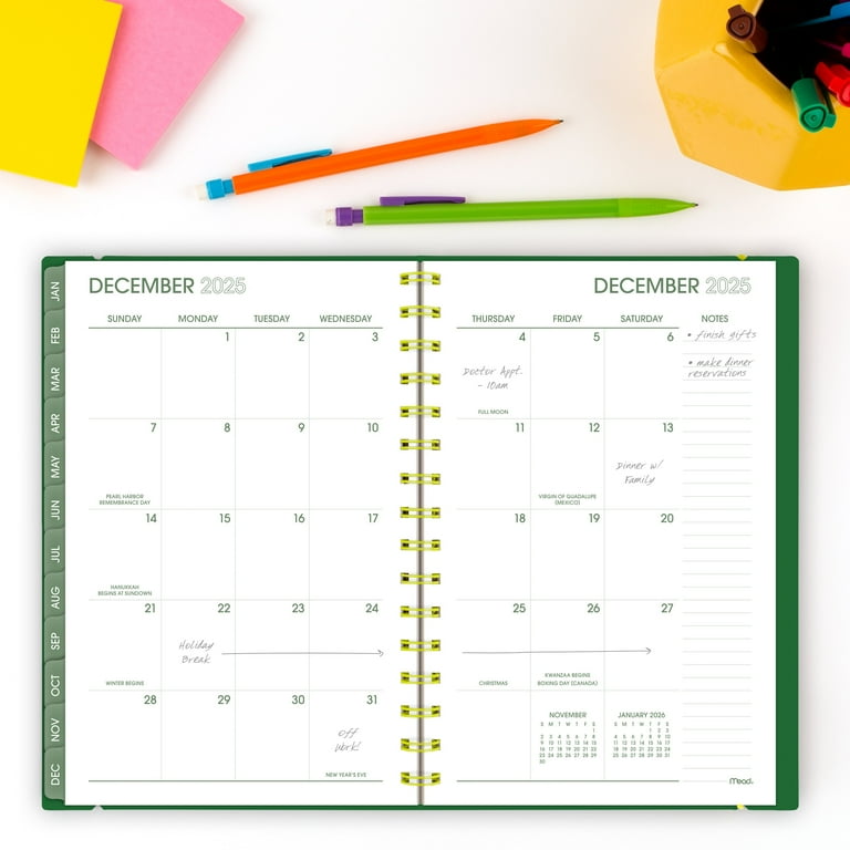 Mead Color Pop 2025 Weekly Monthly Planner, Green, 5.5