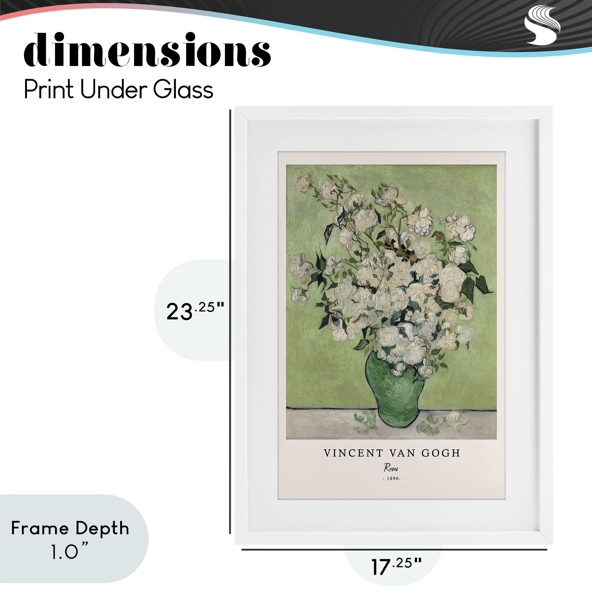 Stupell Industries Classic Roses Van Gogh White Framed Print Under Glass, design by Vintage Hustle