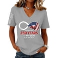 thumbnail image 2 of Iaqnaocc Usa 250th Anniversary Shirt Womens Shirts Short Sleeve 250 Anniversary USA Flag 4th Of July Outfits for Women Independence Day V Neck July 4th Celebration T-Shirts Gray XL, 2 of 4