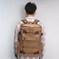 thumbnail image 3 of Men's Vintage Canvas Backpacks Men's 15 Inch Laptop Backpack Large Capacity Casual Travel Bag Man Schoolbag for Teenager (coffee), 3 of 7
