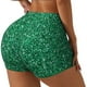 thumbnail image 1 of Fotbe Green Glitter Shorts Sin Costuras – Shorts Deportivos de Cintura Alta para Mujer, Elásticos para Gimnasio, Yoga, Running o Ciclismo-Small, 1 of 8