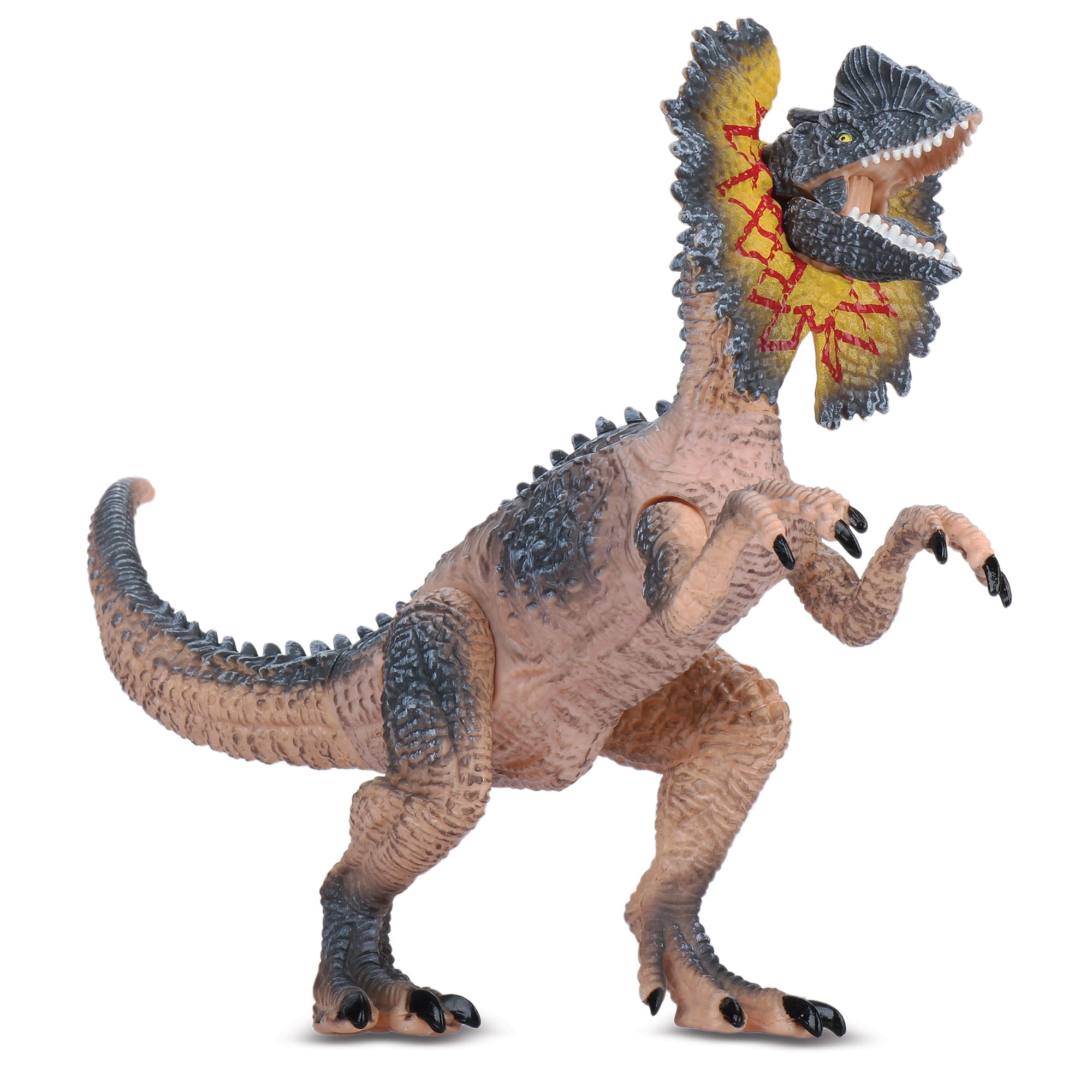 4 Pack Dinosaur Attack 7" Figures Set (T Rex, Dilophosaurus, Velociraptor, Triceratops)