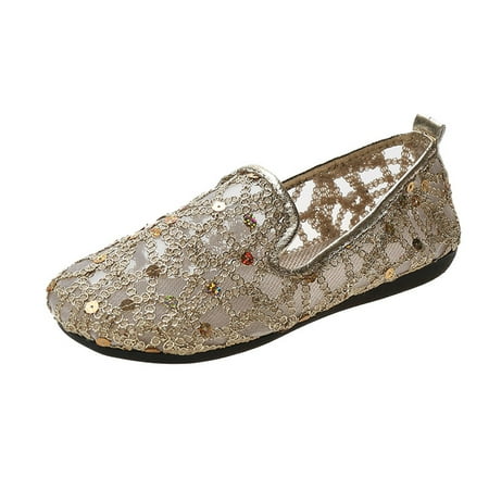 

HGWXX7 Ladies Shoes Cloth Shoes Breathable Lightweight Soft-soled Flat Single Shoes Fall Shoes