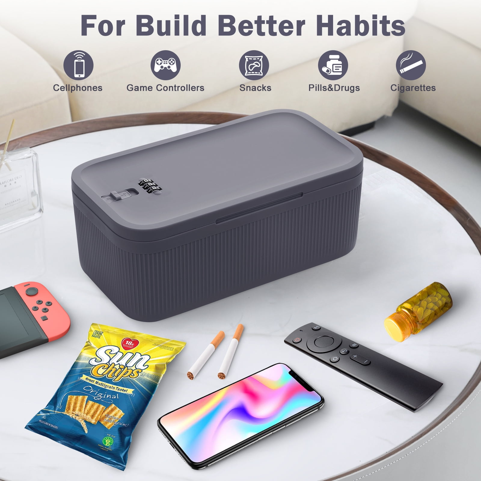 Versatile Lock Box with Code – Small Lockable Storage Box for Medication, Food, Electronics & Personal Items Safe – BPA-Free