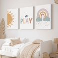 thumbnail image 4 of Playroom Nursery Wall Art Decor Boho Baby Girl Canvas Rainbow Wall Art Kids Room Prints Nursery Pictures Play Sign Kids Artwork Posters Baby Girl Painting for Bedroom 12x16 Inch Framed Set of 3, 4 of 5