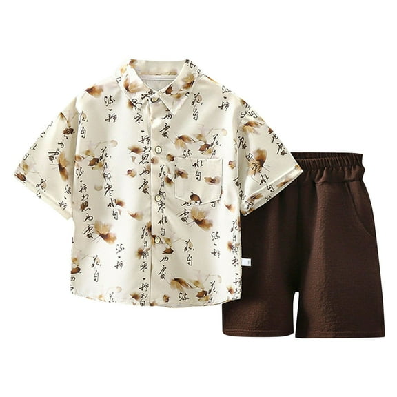 Gerichy Boys Summer Outfits Toddler Boys Short Sleeve Heart Prints T Shirt Tops Shorts Child Kids Gentleman Outfits