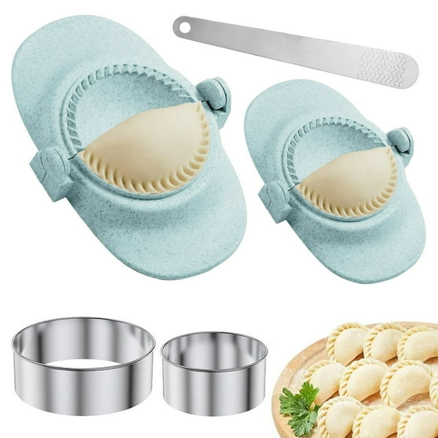 5Pcs Dumpling Maker Empanadas Press Mold Set With Ring Cutter and Stuffing Spoon Dumpling Maker Set Professional Kitchen Gadget for Empanada Pierogi Pastelitos Calzone