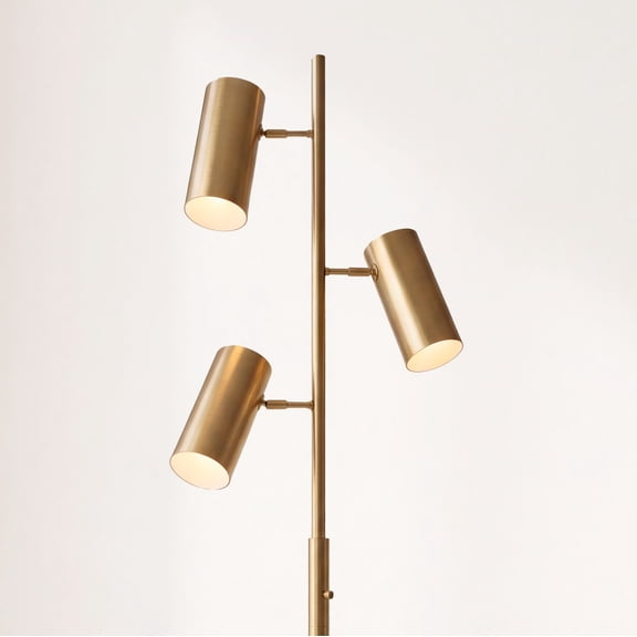 Possini Euro Design Canasta Trac Modern Tree Floor Lamp 67" Tall Satin Brass 3-Light Adjustable Metal Shade for Living Room Reading Bedroom Office