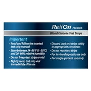 ReliOn Premier Blood Glucose Test Strips, 100 Count – Diabetes Blood Sugar Test Strips, No Coding, for ReliOn Premier Meters