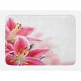 thumbnail image 1 of Pink and White Bath Mat, Florist Theme with Lilies Close Up A Fresh Bouquet for the Loved Ones, Non-Slip Plush Mat Bathroom Kitchen Laundry Room Decor, 29.5 X 17.5 Inches, Pink Orange Green, Ambesonne, 1 of 2