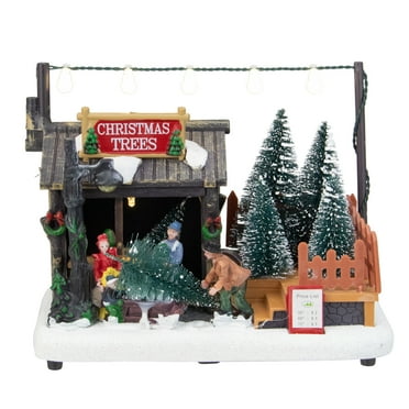 Northlight 7" LED Lighted Tree Shop Christmas Village Display Piece