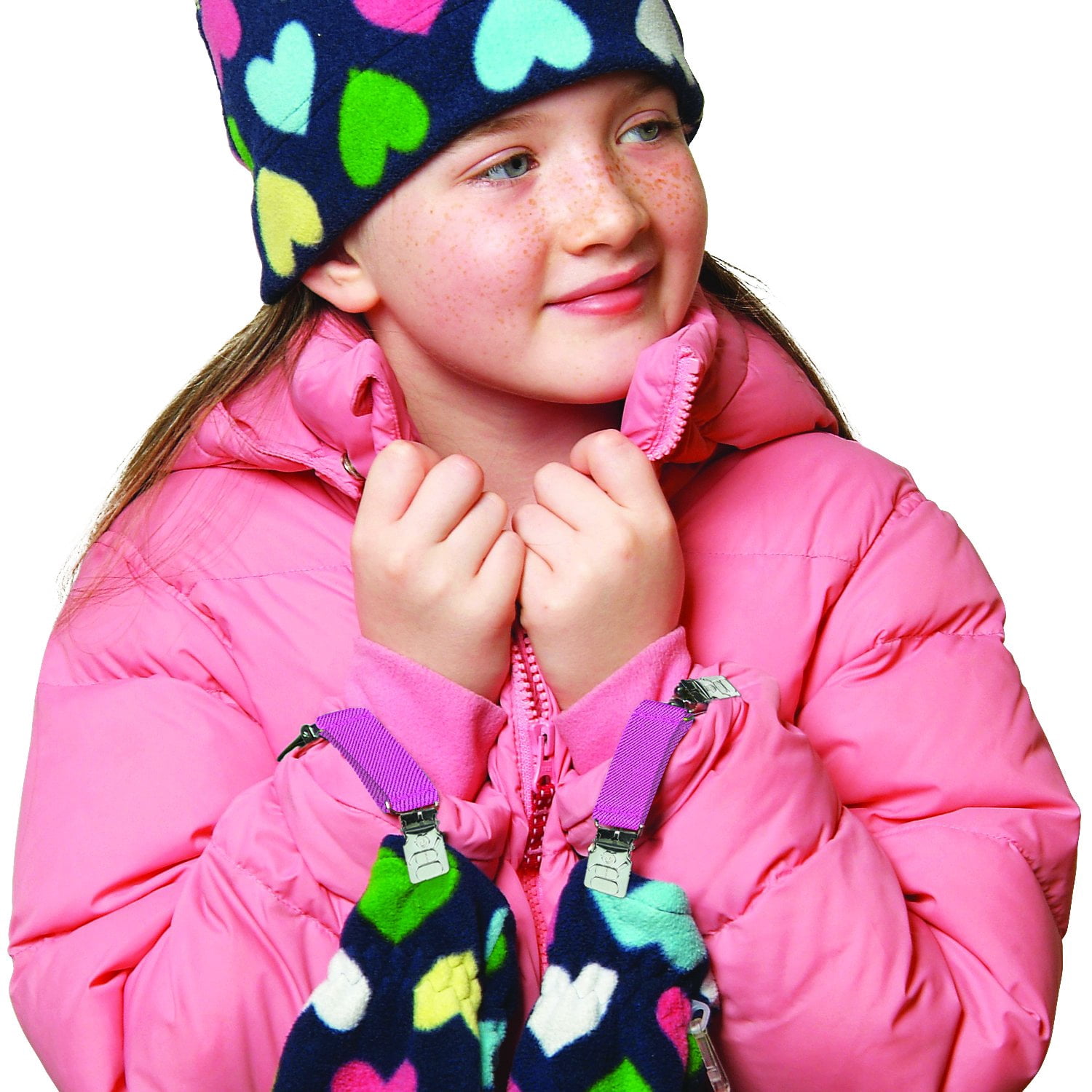 Hold’em Mitten & Hat Cap and Glove Clip Set for Toddler Kids - Fuchsia