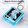 thumbnail image 3 of Compatible Samsung Galaxy Z Flip 5 Case Heavy Duty,Support Wireless Charging,Shockproof Silicone Protective Cover Case for Galaxy Z Flip 5 Case with Ring,Samsung Z Flip 5 Phone Case (Clear Blue), 3 of 14