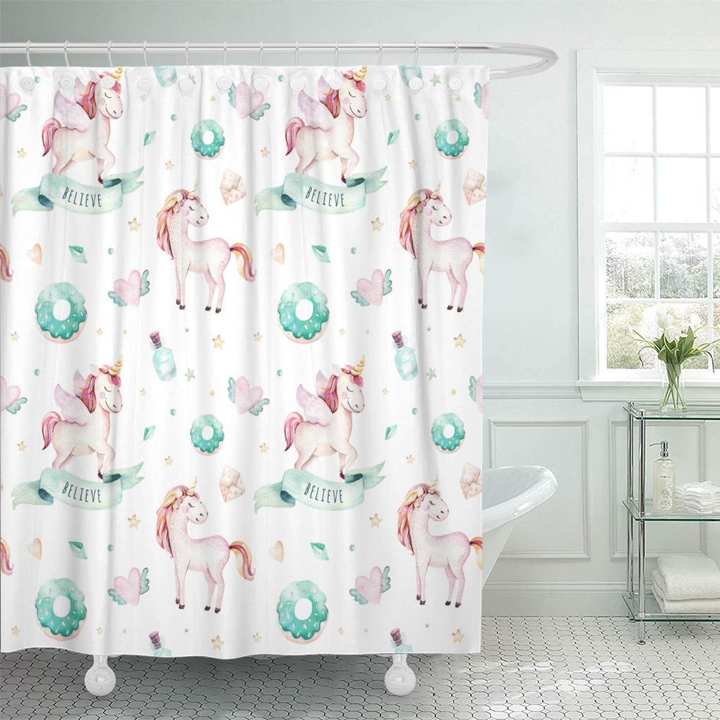 CYNLON Isolated Cute Watercolor Unicorn Pattern Nursery ...