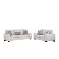 thumbnail image 6 of Living Room 2-Piece Sofa Set with Pillows, Fabric Upholstered Sofa and Loveseat, Square Armrest, Beige, 6 of 6