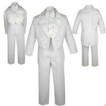 WEDDING FORMAL White 5PC TAIL TUXEDO SUITs BABY INFANT TODDLER Kid Teen BOY S-20