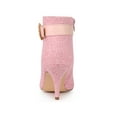 thumbnail image 2 of BLISSFUL STEP Women's Stiletto High Heels Mesh Fabric Ankle Boots Green Pink (Size 11), 2 of 7