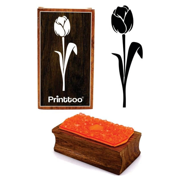 Printtoo Silhouettes Tulip Bloc de Tampon en Bois Rectangulaire pour Scrap-Booking