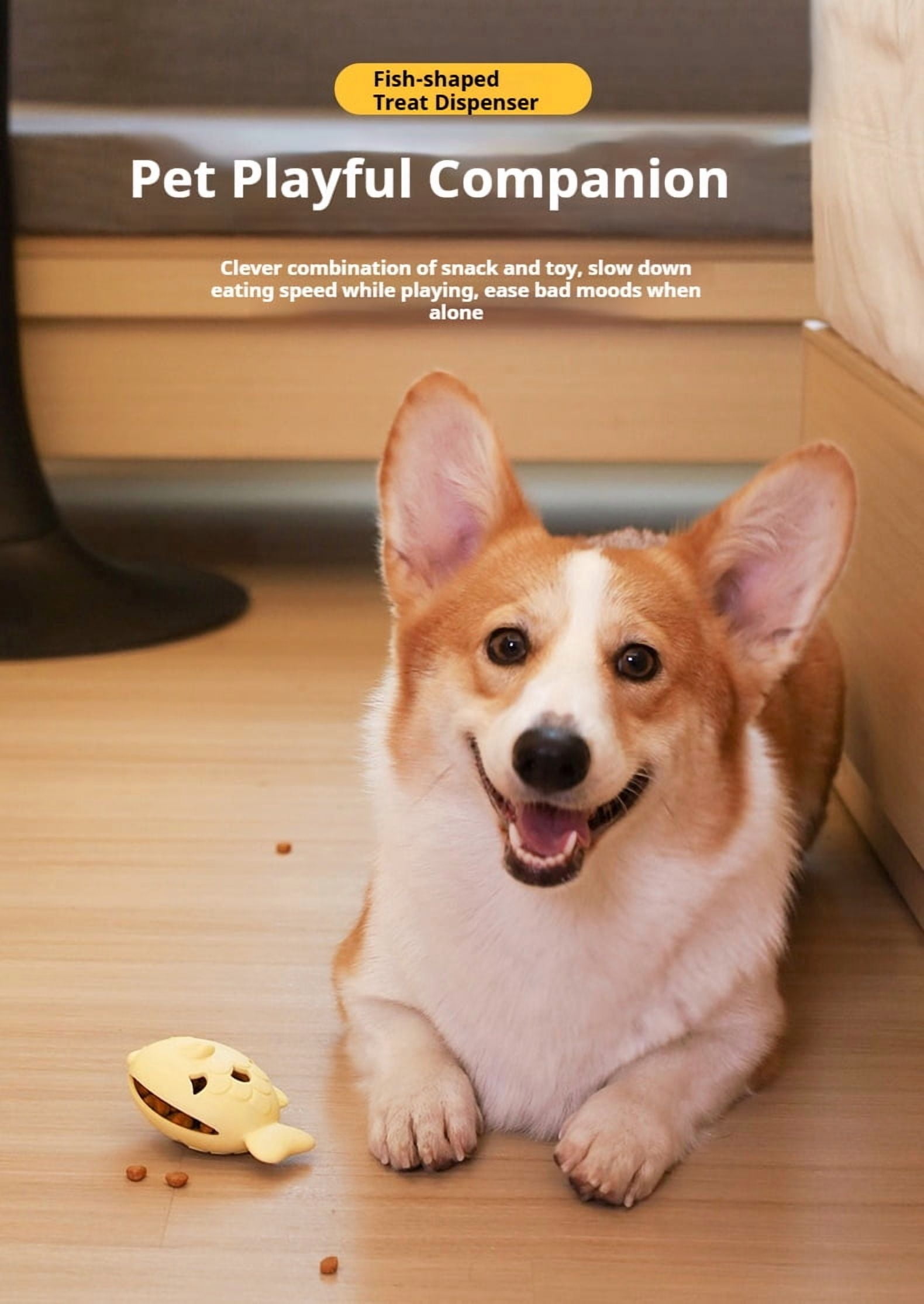 Fish-Shaped Dog Treat Dispenser Toy, Food-Grade Silicone Slow Feeder for Boredom Relief, Self-Entertainment & Pet Interaction, Durable Chew Toy with Treat Leakage Design, Teeth Cleaning Surface