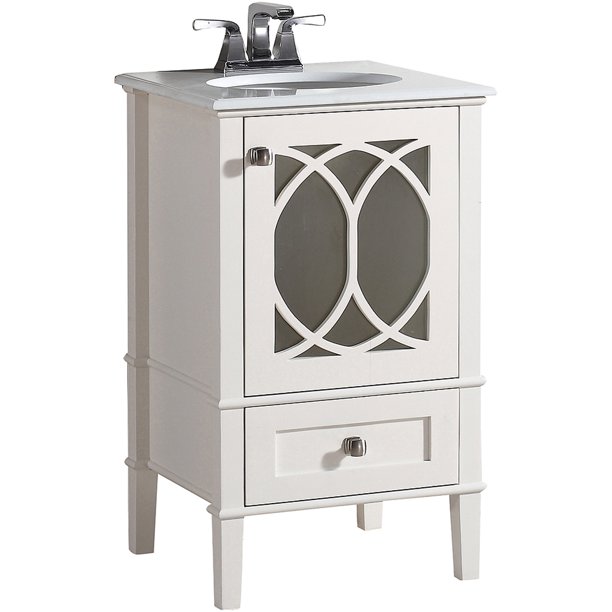 Paige 20 Inch Contemporary Bath Vanity In Soft White With ...