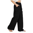 thumbnail image 4 of HADST Women's Lightweight Cargo Pants with Drawstring Waist Loose Fit Wide Leg Beach Trousers with Side Pockets for Vacation, 4 of 5