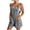 Gray, variant on Summer Linen Jumpsuits For Women's Elastic Waist Wide Leg Short Rompers Beach Vacation Travel One-Piece Athletic Outfit Sets Solid Color Crew Neck Sleeveless Outwear Playsuits With Pockets