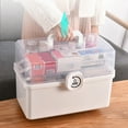 thumbnail image 4 of Heajfvd Medicine Storage Box 3 Layers 2 Trays Transparent Lid Multi Grid with Rotary Lock And Handle Large Capacity Rounded Edges Medical Organizer for Home Dorm, 4 of 8