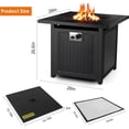 thumbnail image 3 of Mesa de hoguera de gas propano de 28 pulgadas, cuenco de fuego cuadrado de 50.000 BTU, chimenea de certificación CSA para exteriores con encendido eléctrico automático, cubierta impermeable 600D esquí esquí Gafas de esquí, 3 of 5