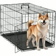 thumbnail image 6 of 30Inch Medium Dog Crate with Divider Double Door Folding Metal Wire Cage with LeakProof Plastic Tray Portable Pet Kennel for Indoor Outdoor and Travel, 6 of 6