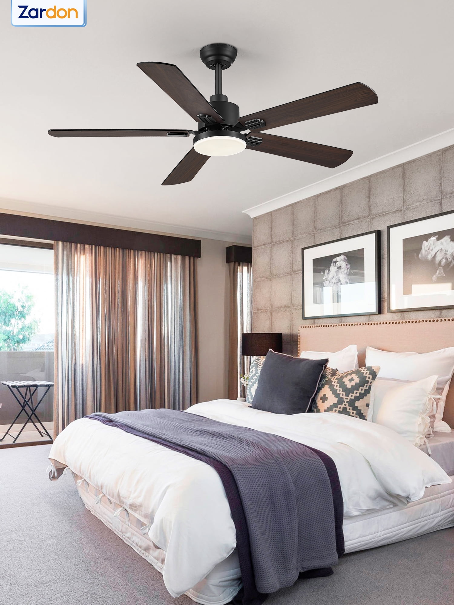 Zardon 52" 2 Pack Ceiling Fan with Light and Remote Control, Ultra-Quiet DC Motor, 6 Speed, Dimmable and Timer for Bedroom and Living Room, Indoor