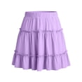 thumbnail image 6 of Dianli Floral Short Skirt Lace Skirt Women's Solid Color Elastic Waist Floral Short Skirt Cotton Linen Look Lace Trim Pull On Casual Day To Night Short Skirt, 6 of 6