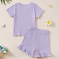 thumbnail image 4 of NOLDARES Toddler Girls Clothes 1T 2T 3T 4T 5T Summer Outfits Baby Kids Short Sleeve T-Shirt Tops & Shorts Sets(Purple,3-4 Years), 4 of 4