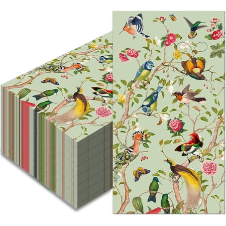 Disposable Hand Towel Vintage Floral Bird Paper Napkins Watercolor Guest Napkins Wild Flower Bird Decorative Paper for Bathroom Party