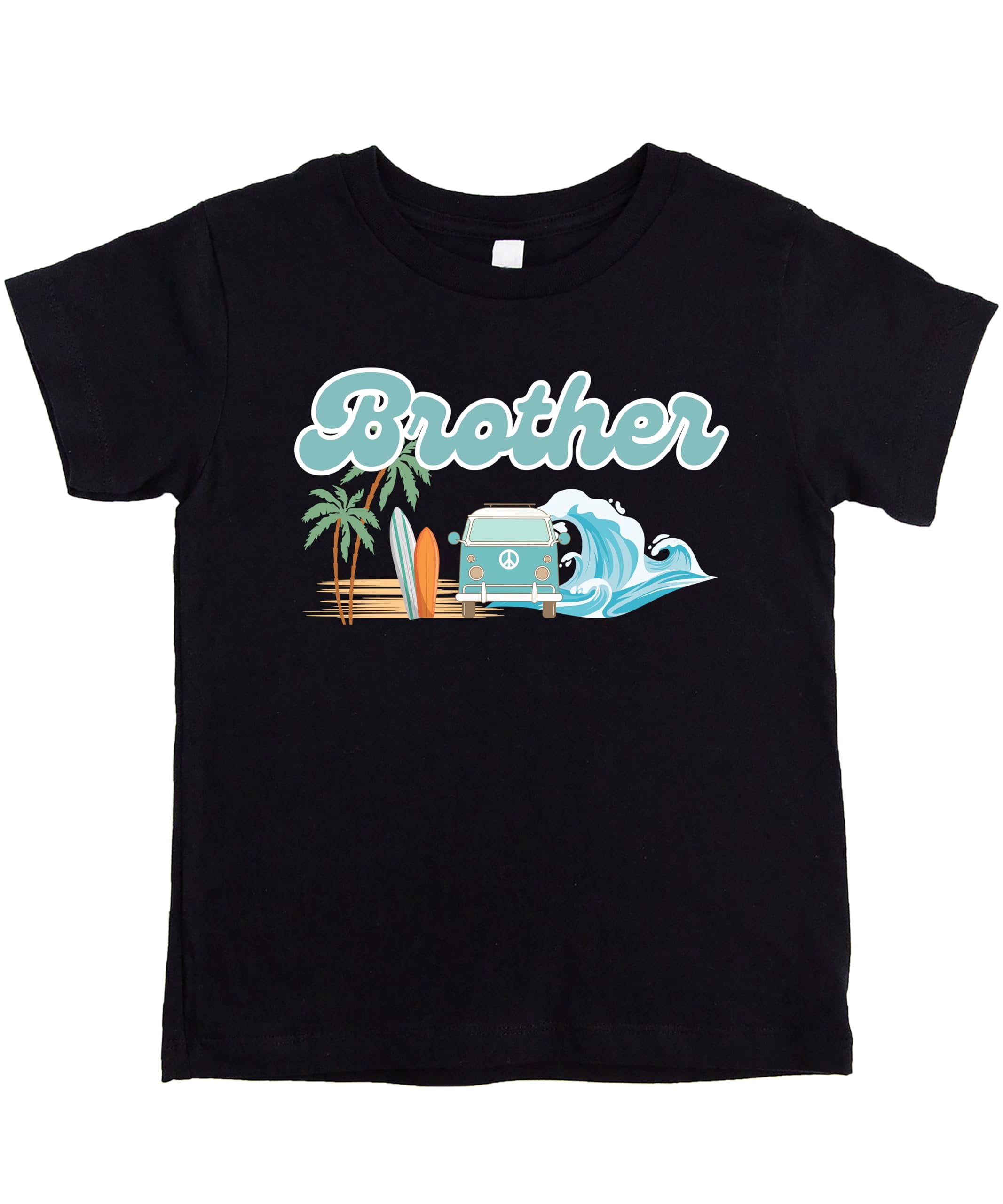 The Big One Surf Theme Matching Family Birthday Shirt for Brother -Sold Individually Black Shirt 12 Months