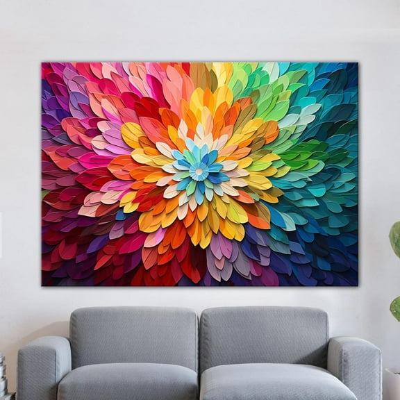 Colorful Flower Wall Art, Abstract Petal, Rainbow Burst Artwork, Modern Boho Decor, Vibrant Energy, Her Poster Decor, Size 8x12 UNFFRAMED F03.1.8l1666