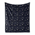 thumbnail image 1 of Cosmos Soft Flannel Fleece Throw Blanket, Retro Memphis Style Planetary Space Shapes Constellation Moon Phases, Cozy Plush for Indoor and Outdoor Use, 50" x 70", Indigo and Pale Yellow, by Ambesonne, 1 of 5