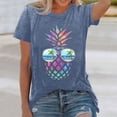 thumbnail image 2 of Trendfront Womens Pineapple T Shirts Crewneck Short Sleeve Graphic Tropical Beach Sunglasses Print Casual Vacation Summer Tee Tops, 2 of 4