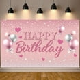 thumbnail image 2 of Pink Style Banner Glitter Design Birthday Party Banner Balloon Decoration Heart Pattern Pink Birthday Banner for Girls Birthday Party Indoor Decoration Birthday Photo Backdrop, 2 of 9