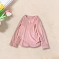 thumbnail image 1 of LIJCC T-Shirt en Coton Côtelé pour Filles, Manches Longues, Col Rond, Ourlet Incurvé, Tunique Unie, Coupe Ajustée, Basique, 1 of 8