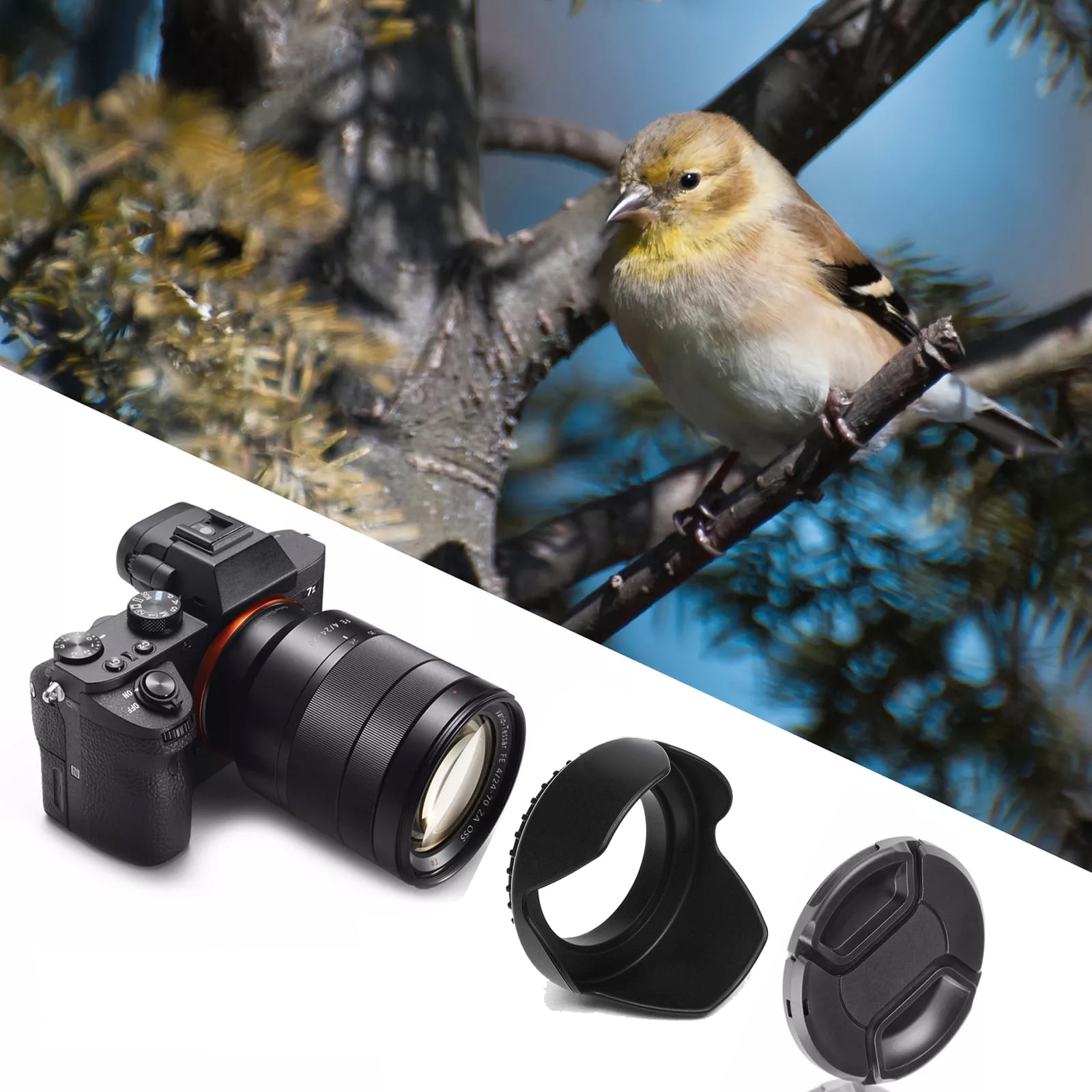 Lens Hood for Canon RF 24mm F1.8 Macro is STM,EF 24mm 2.8 is USM and EF 28mm 2.8 is USM Lens,Reversible Lens Shade Replace Canon EW-65B Lens Hood, Com