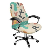 ZIATUBLES Desk Office Chair Cover Abstract Hippie Geometric Art Printed Washable Soft Computer Chair Cover Anti-Dust Stylish Rotating Chair Slipcovers Protector with Snap Button, S
