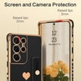 thumbnail image 6 of Samsung S21 Ultra Case, Slim Fit Plating Heart Soft TPU with Adjustable Wristband Kickstand Scratch Resistant Shockproof Protective Phone Cover for Samsung Galaxy S21 Ultra 6.8", Black/Golden, 6 of 9