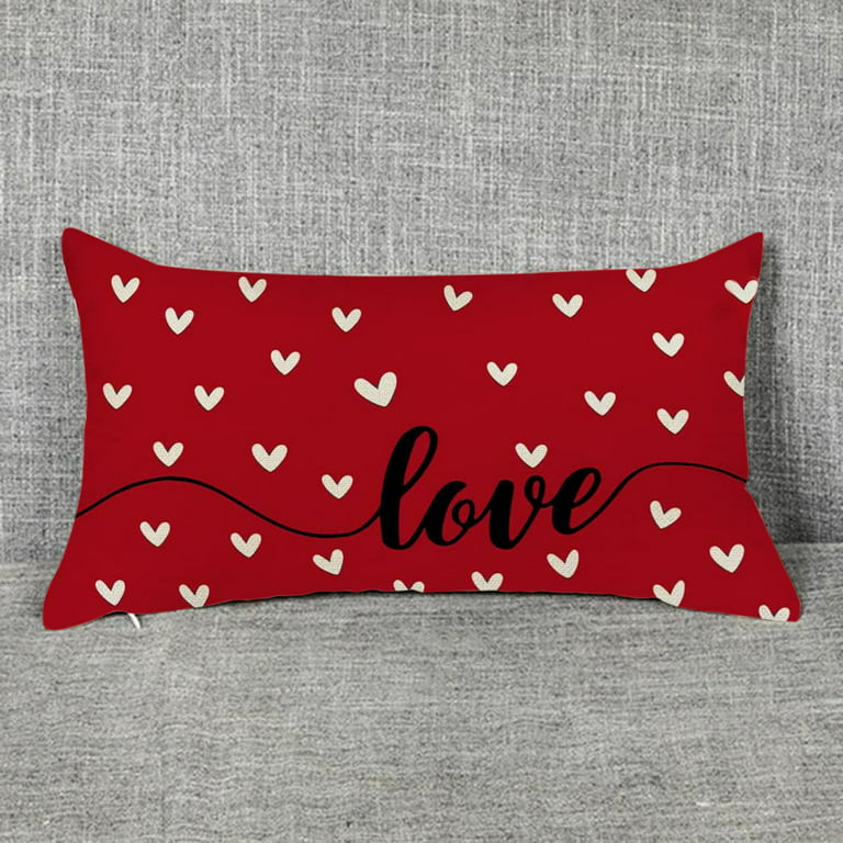Valentines Day Pillow Covers 18×18 Inch Valentines Day Decor Red and Pink  Love Heart for Home Spring Throw Pillows Case Farmhouse Home Decor for Home