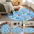 thumbnail image 5 of Round Rug 3.3Ft Washable Non-Slip, Desert Landscape Circle Area Rugs for Living Room Bedroom, Cute Camels Palm Trees Houses Leaves Blue Indoor Floor Mats Carpet Runner for Home Decor Aesthetic, 5 of 8