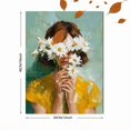 thumbnail image 3 of UXIEQU Woman with Daisies Oil Painting Canvas Wall Art 15.75x11.81 Inches, 3 of 8