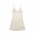 thumbnail image 4 of Pounoo Women's Nightgowns Floral Embroidered Trim Satin Spaghetti Strap Slip Dress Sleepwear Daily Wear Soft Stretchy Comfortable Loungewear Gift, 4 of 9